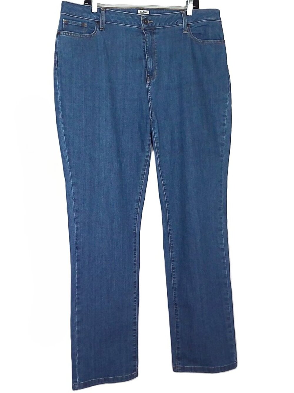 LL Bean Blue Jeans Classic Fit Straight Medium Wash High Rise Stretch Plus Sz 20